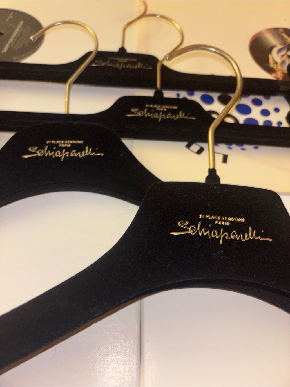 Schiaparelli Black Velvet Jewelry/Hanger with Gold Hook - Schiaparelli